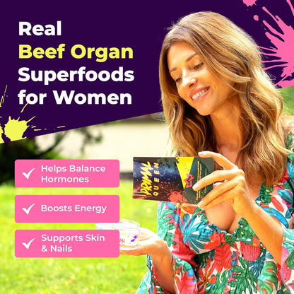 Female-Optimized Beef Organ Superfood Supplement (Beef Liver, Kidney, Heart, & 3 More) - 100% Grass Fed, Pasture Raised - 3Rd Party & Clinically Tested