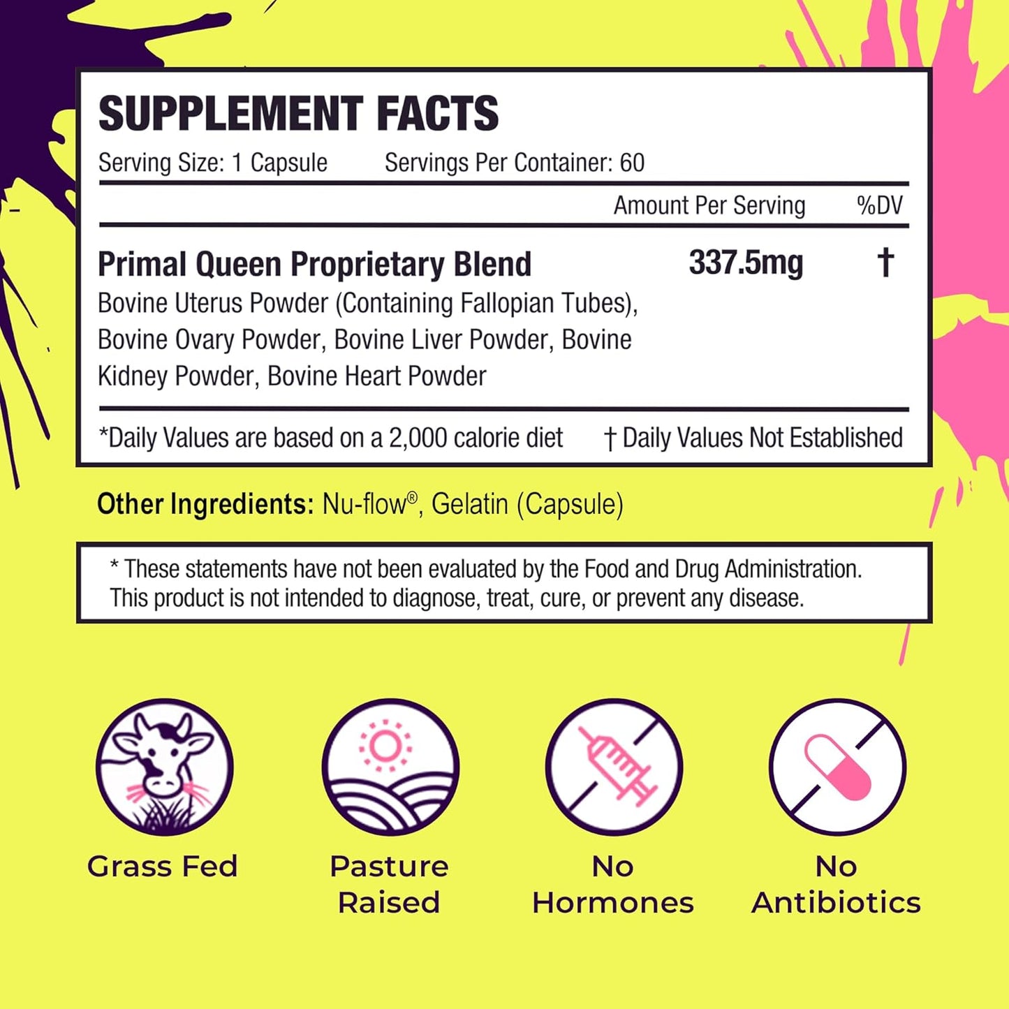 Female-Optimized Beef Organ Superfood Supplement (Beef Liver, Kidney, Heart, & 3 More) - 100% Grass Fed, Pasture Raised - 3Rd Party & Clinically Tested